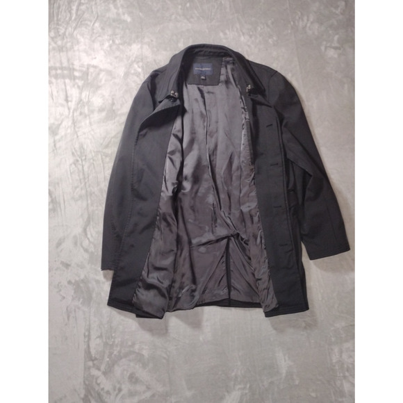 Banana Republic Womens Sz L Black Trench Coat Rain Jacket Old Money Quiet Luxury - Picture 2 of 13